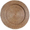 ChargeIt by Jay Round Harvest Amber Rattan Charger Plate 13"