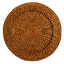 ChargeIt by Jay Round Honey Rattan Charger Plate 13"